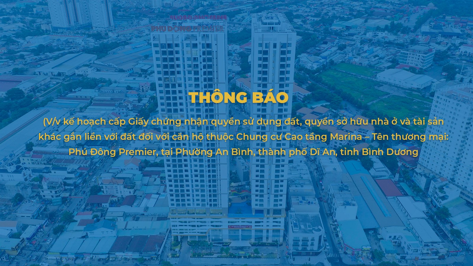 THÔNG BÁO VỀ VIỆC CẤP SỔ HỒNG CHO KHÁCH HÀNG MUA CĂN HỘ PHÚ ĐÔNG PREMIER